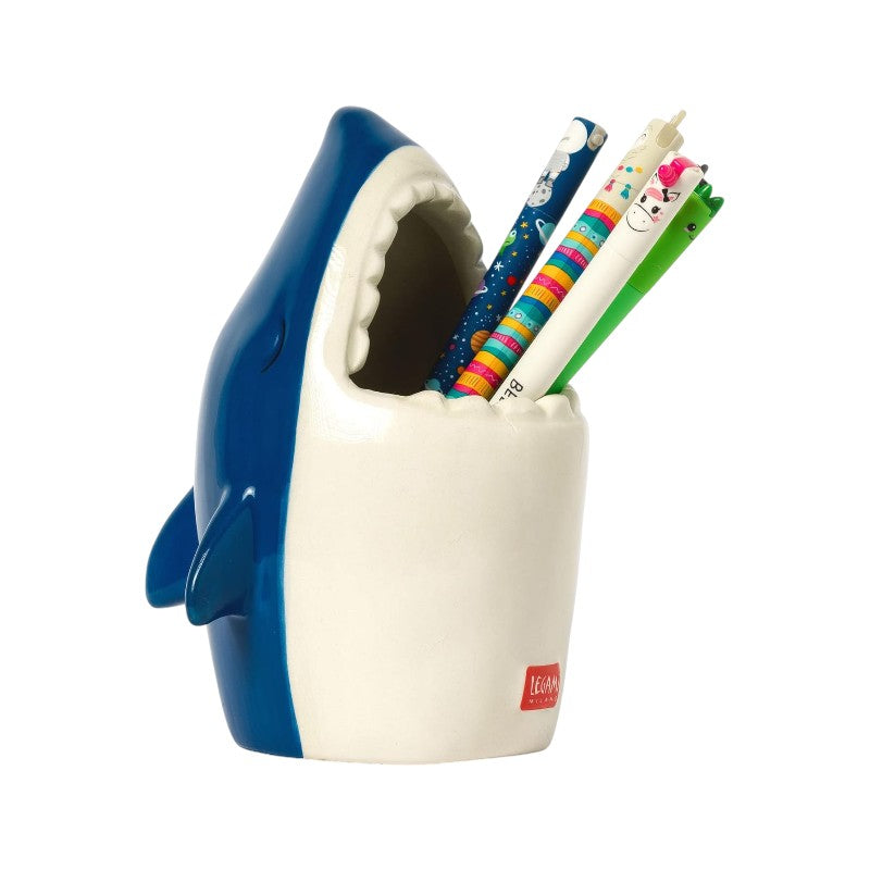 Bellissimo portapenne in ceramica da scrivania legami a forma di Squalo