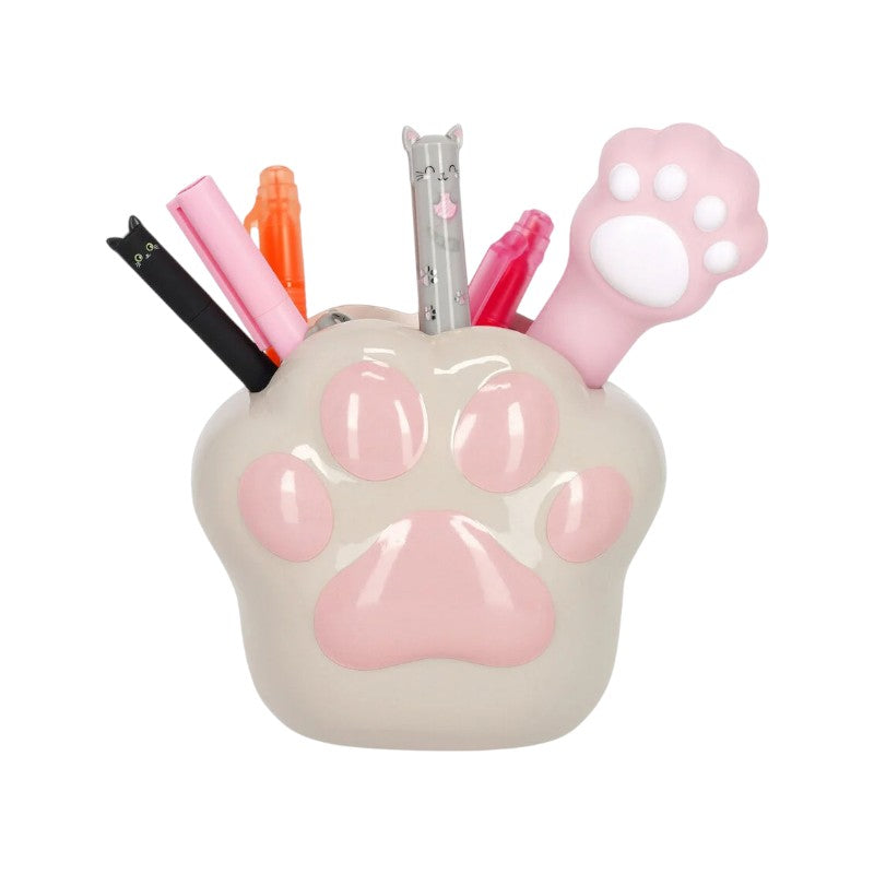 Bellissimo portapenne in ceramica da scrivania legami a forma di Zampa di gattino