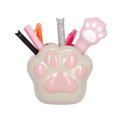 Bellissimo portapenne in ceramica da scrivania legami a forma di Zampa di gattino