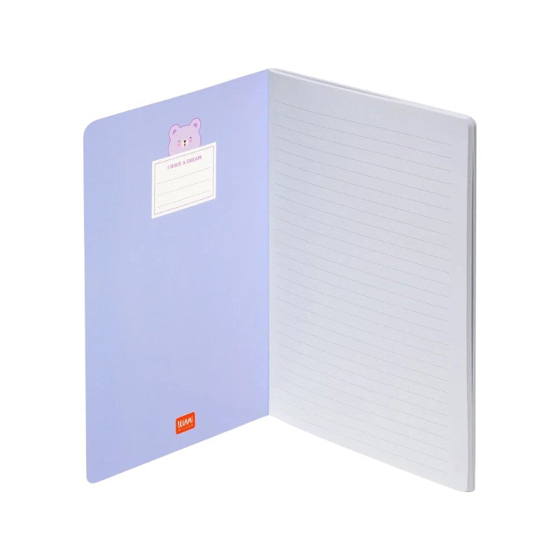 Quaderno Legami Hug More Worry Less: formati A5/A6, 80 pagine a righe 100g/m2, copertina kawaii orsetti. Il notebook dolce per la scuola!