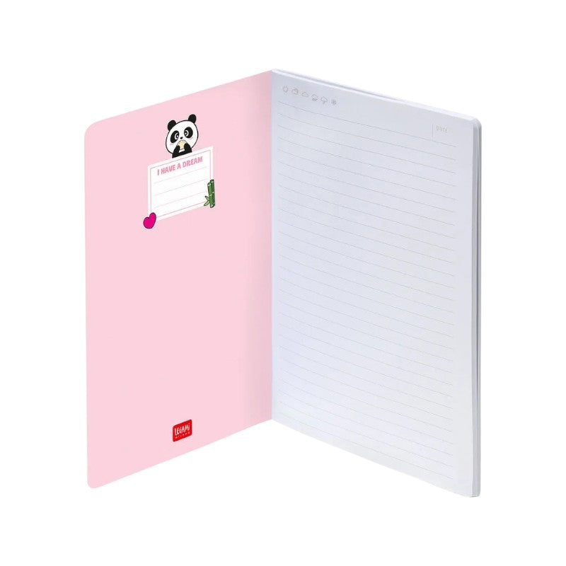 Quaderno Legami Panda Do Less Panda More: formato A5, 80 pagine a righe 100g/m2, copertina kawaii. Il notebook perfetto per la scuola! 