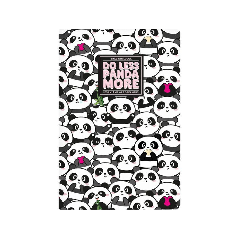 Quaderno Legami Panda Do Less Panda More: formato A5, 80 pagine a righe 100g/m2, copertina kawaii. Il notebook perfetto per la scuola! 