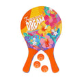 Racchette spiaggia Legami Tropicana Dream: 2 racchette in legno + 3 palline arancioni. Design floreale tropicale. Il set beach tennis più esotico dell'estate!
