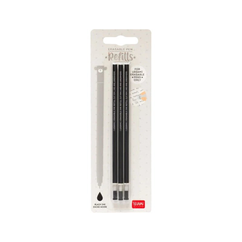 Set composto da tre refill per le penne cancellabili legami Nero
