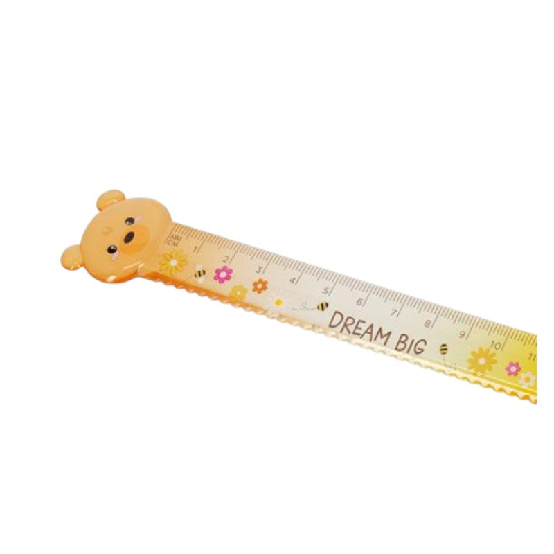 Righello 15 cm Legami Bear Sweet Bear — plastica trasparente, scala millimetrata, topper orsetto kawaii Dream Big. Regalo coordinato per la scuola.