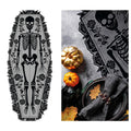 Runner da tavola di Halloween a forma di bara con scheletro e rose effetto pizzo: centrotavola gotico per la tua festa. Su Viano Shop!