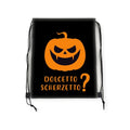 Bellissima Sacca in pvc a tema Halloween colore Nero con la scritta "Dolcetto o Scherzetto?" Dimenisoni: 45x35cm