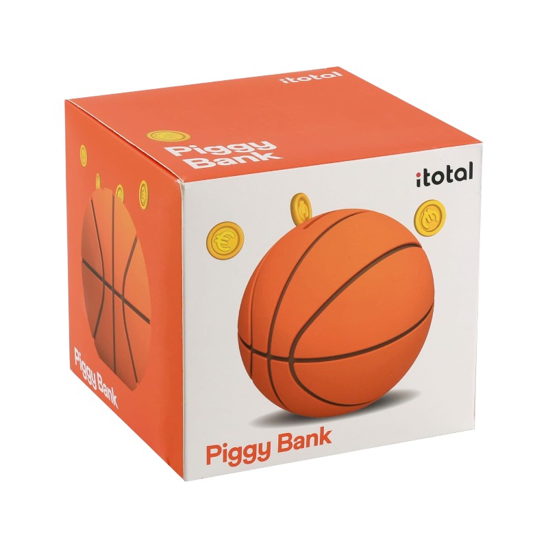Il salvadanaio perfetto per risparmiare con un tocco di magia, a forma di pallone da basket.