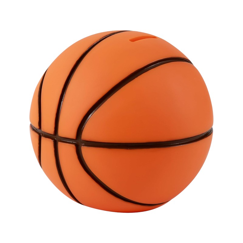 Il salvadanaio perfetto per risparmiare con un tocco di magia, a forma di pallone da basket.