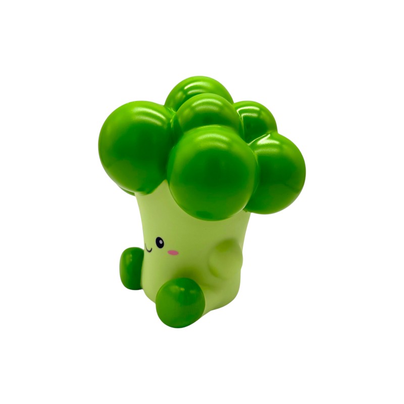 Salvadanaio broccolo I-Total Piggy Bank "Benny Broccoli" — PVC morbido kawaii, verde brillante, faccina sorridente. Regalo originale per bambini.