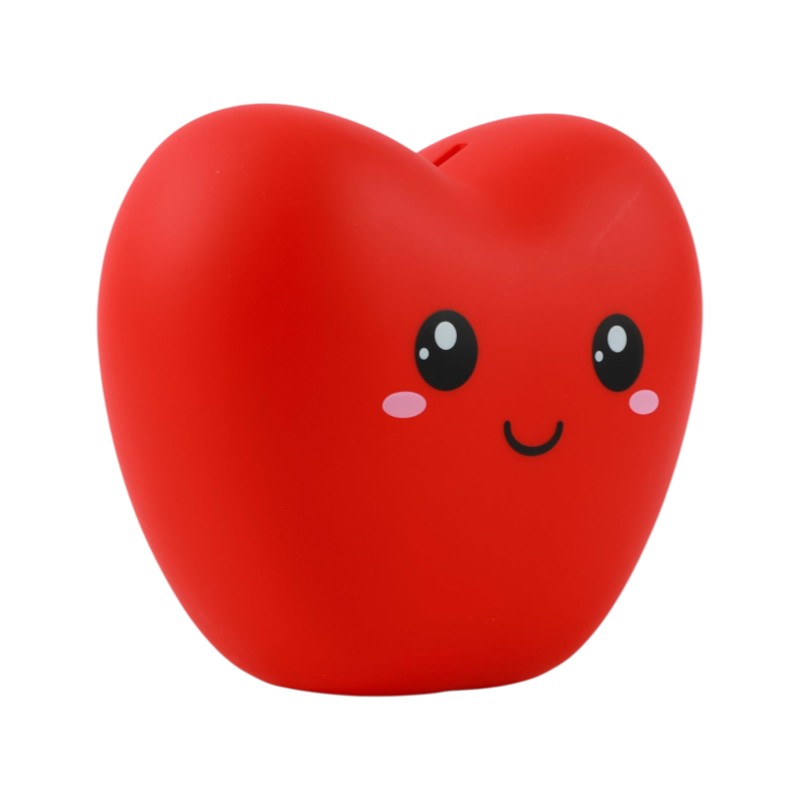 Meta description: Salvadanaio iTotal Cuore in PVC: design kawaii rosso a forma di cuore, resistente e colorato. Idea regalo romantica! 