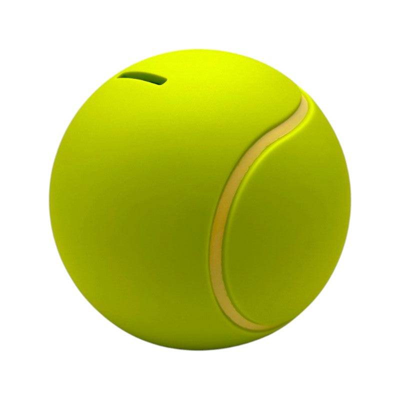 Salvadanaio pallina da tennis I-Total — maxi 3D in PVC, chiusura sul fondo, 300g. Regalo originale per bambini e appassionati di tennis.