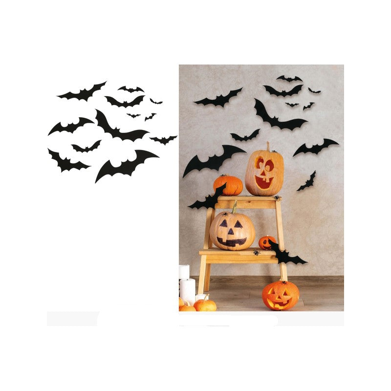 Pipistrelli decorativi di Halloween da parete: set di sagome nere in diverse grandezze per pareti, porte e finestre. Su Viano Shop!