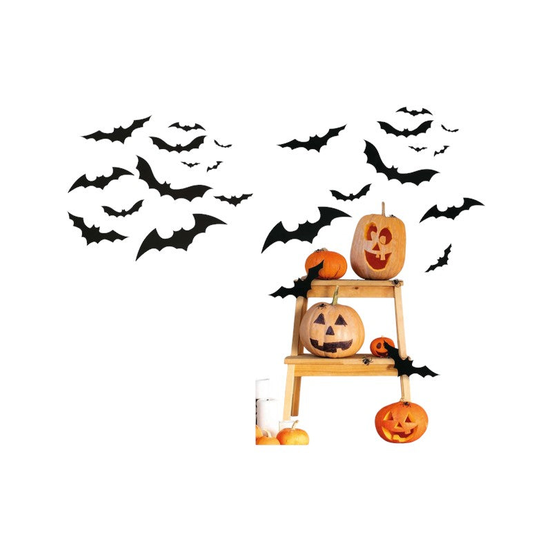 Pipistrelli decorativi di Halloween da parete: set di sagome nere in diverse grandezze per pareti, porte e finestre. Su Viano Shop!