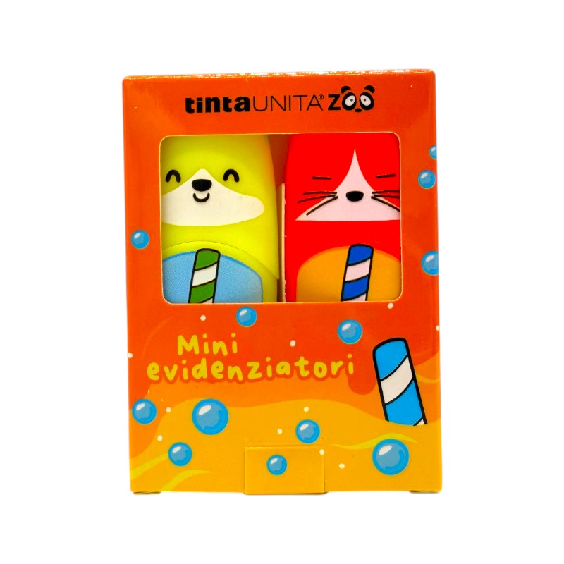Scatola con 2 mini evidenziatori tinta unita limited collection bubble tea, giallo e arancione