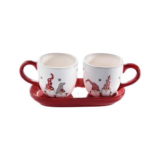 Tazzine da Caffè Natalizia - Gnomi - con Piattino