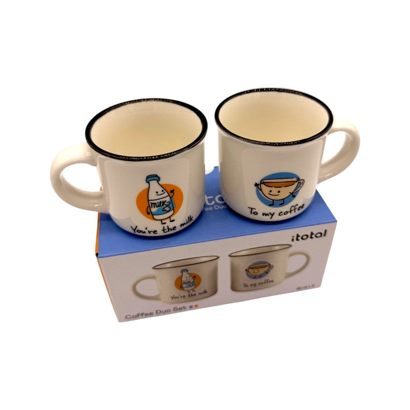 Set di due tazzine da caffè a tema caffèlatte