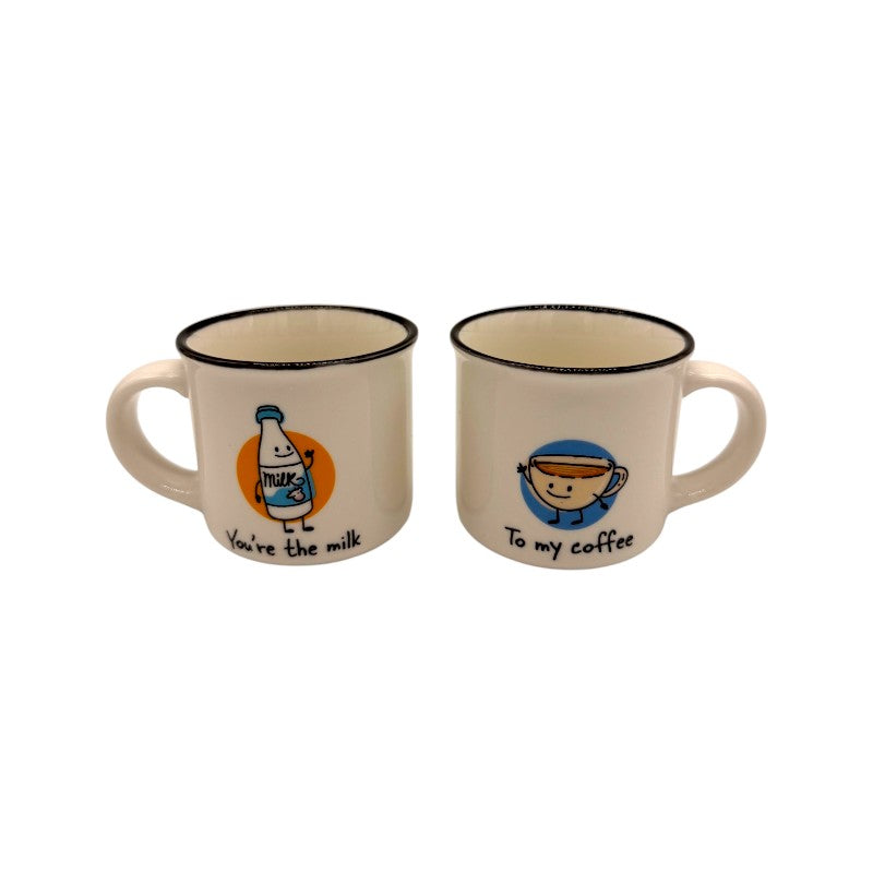 Set di due tazzine da caffè a tema caffèlatte