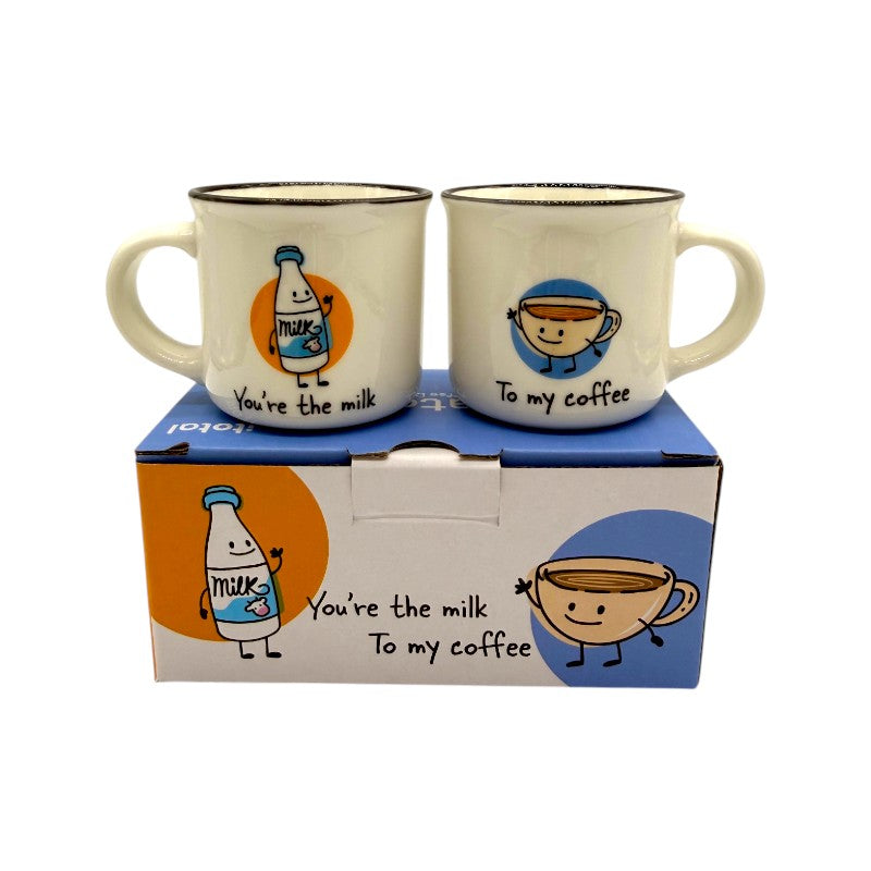 Set di due tazzine da caffè a tema caffèlatte