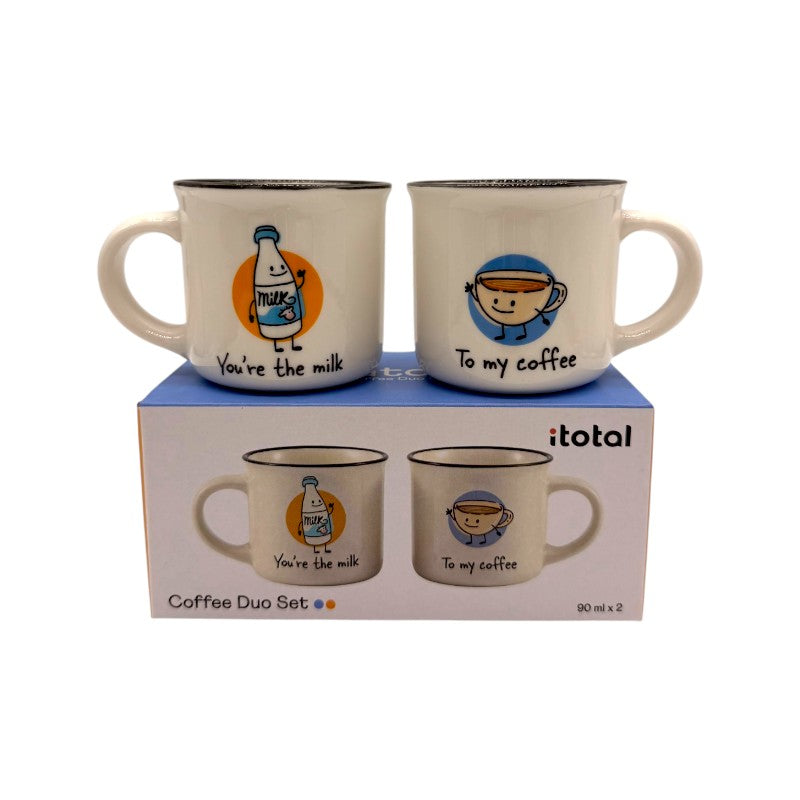 Set di due tazzine da caffè a tema caffèlatte