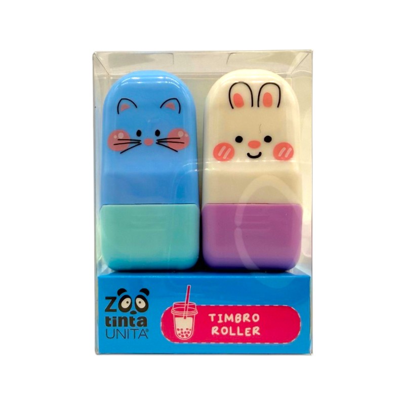 Set 2 timbrini roller decorativi tinta unita collezione bubble tea, 3 colori diversi disponibili