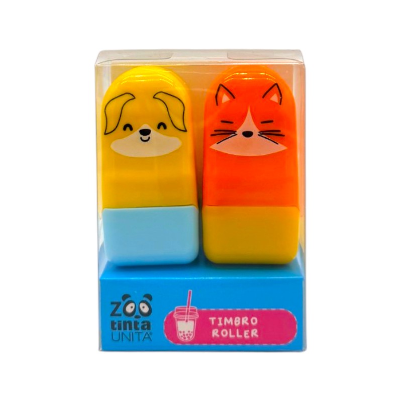 Set 2 timbrini roller decorativi tinta unita collezione bubble tea, 3 colori diversi disponibili