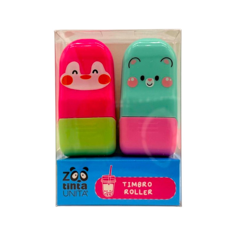 Set 2 timbrini roller decorativi tinta unita collezione bubble tea, 3 colori diversi disponibili