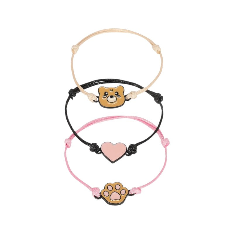 Set 3 braccialetti Legami Better Together Orsetti con orsetto, cuore e zampetta: bracciali kawaii dell'amicizia da condividere. Su Viano Shop!