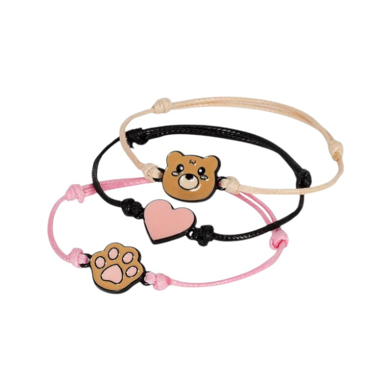 Set 3 braccialetti Legami Better Together Orsetti con orsetto, cuore e zampetta: bracciali kawaii dell'amicizia da condividere. Su Viano Shop!