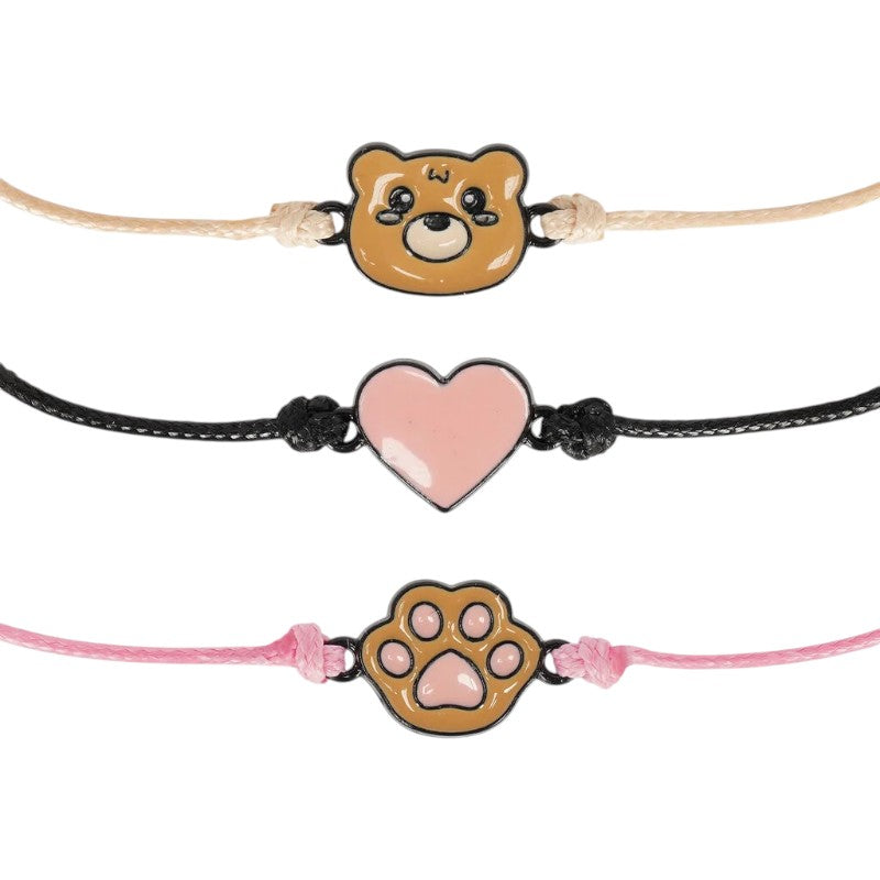 Set 3 braccialetti Legami Better Together Orsetti con orsetto, cuore e zampetta: bracciali kawaii dell'amicizia da condividere. Su Viano Shop!