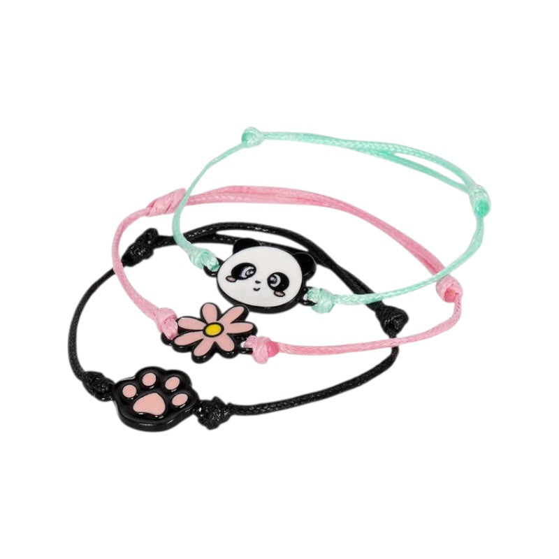 Set 3 braccialetti Legami Better Together Panda con panda, fiore e zampetta: bracciali kawaii dell'amicizia per la tua Pantastic Crew. Su Viano Shop!