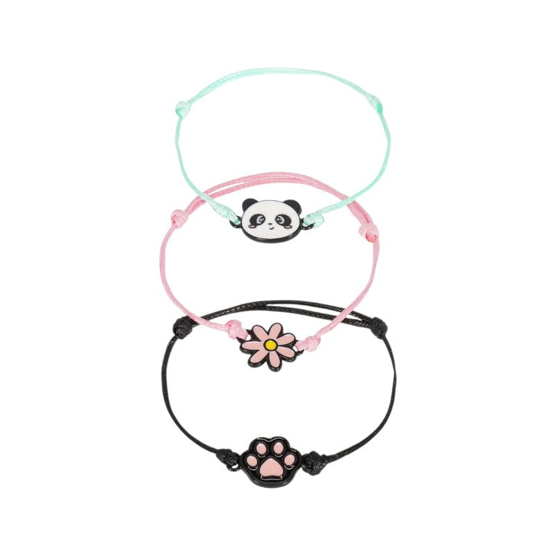Set 3 braccialetti Legami Better Together Panda con panda, fiore e zampetta: bracciali kawaii dell'amicizia per la tua Pantastic Crew. Su Viano Shop!