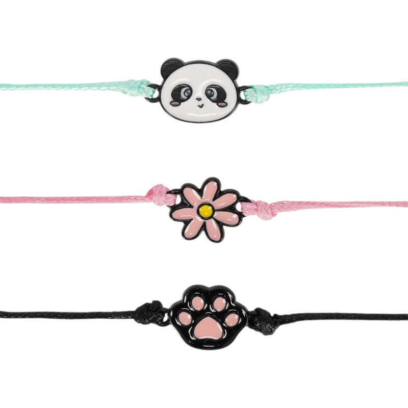 Set 3 braccialetti Legami Better Together Panda con panda, fiore e zampetta: bracciali kawaii dell'amicizia per la tua Pantastic Crew. Su Viano Shop!