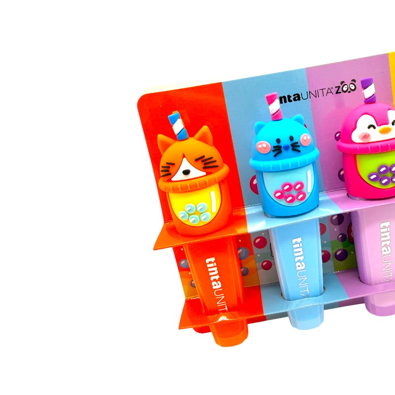 Set 4 evidenziatori maxi con astuccio trasparente incluso, tinta unita collezione bubble tea