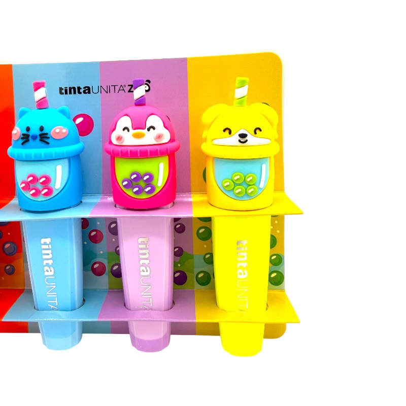 Set 4 evidenziatori maxi con astuccio trasparente incluso, tinta unita collezione bubble tea