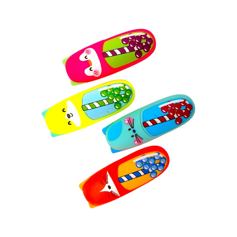 Scatola mini evidenziatori 4pz tinta unita limited edition bubble tea, colori arancione, giallo, rosa e azzurro