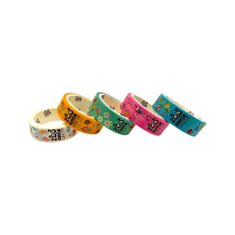scatola con 5 nastri adesivi colorati decorativi tinta unita collezione limited ediiton bubble tea