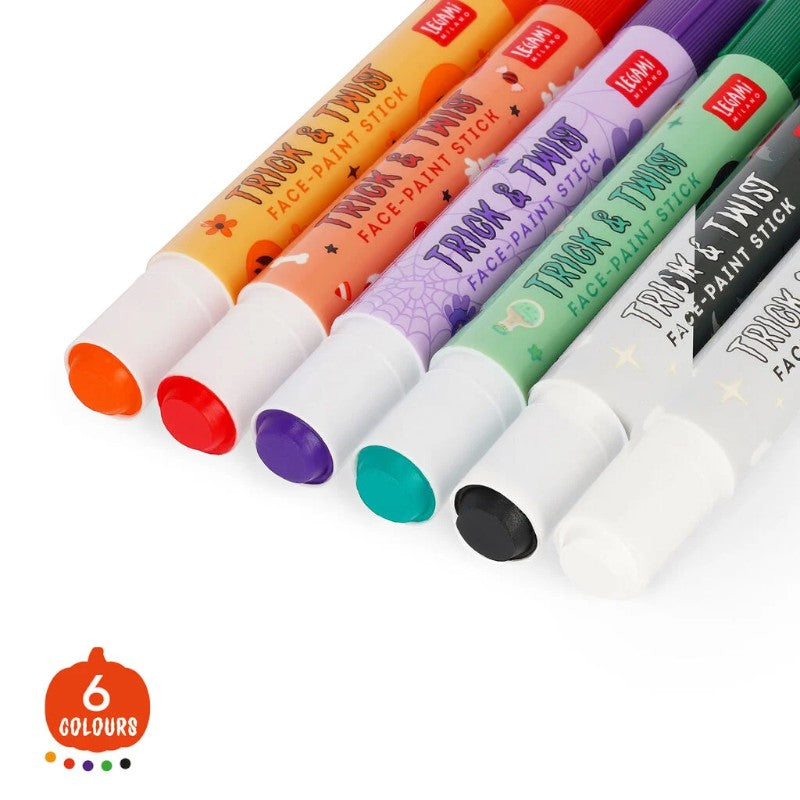 Set 6 trucchi per viso Legami Trick & Twist: 6 colori, stencil Halloween inclusi, facile da lavare. Edizione limitata! Scoprilo ora 