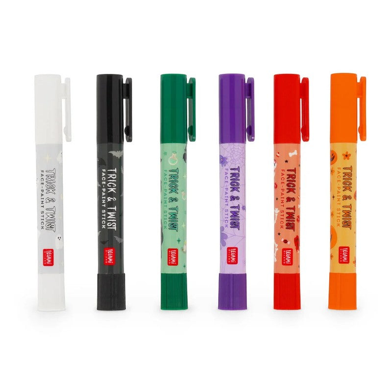 Set 6 trucchi per viso Legami Trick & Twist: 6 colori, stencil Halloween inclusi, facile da lavare. Edizione limitata! Scoprilo ora 