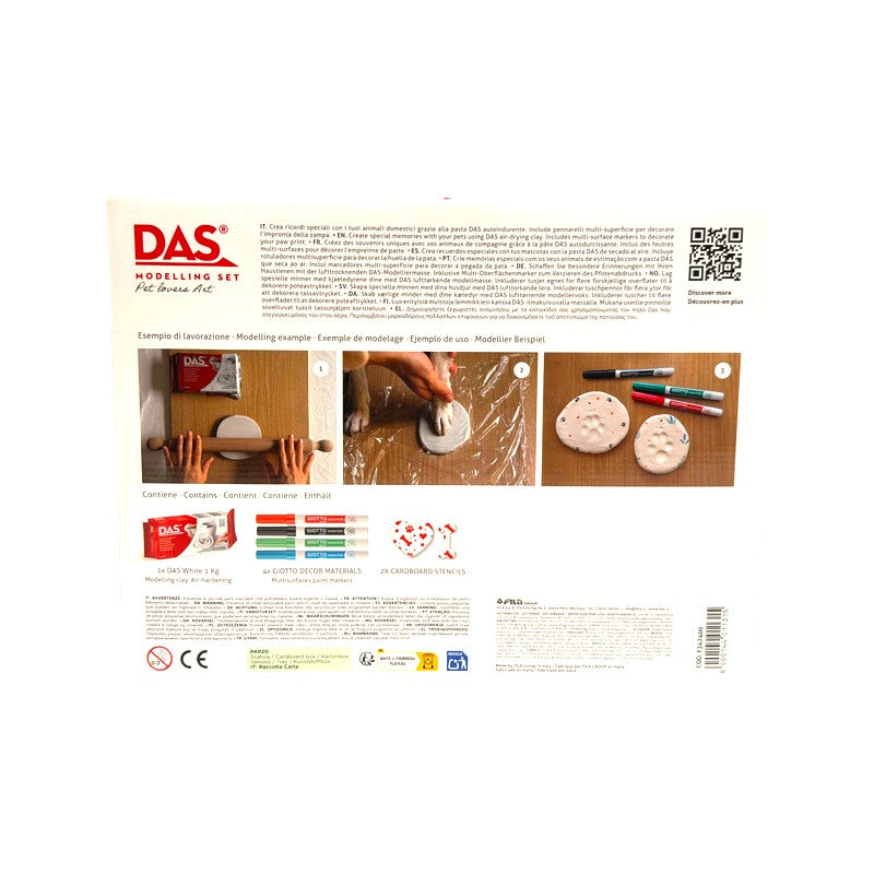 DAS Modelling Set Give Me Paw: kit con pasta DAS e pennarelli Giotto per creare l’impronta della zampa del tuo pet. Su Viano Shop!