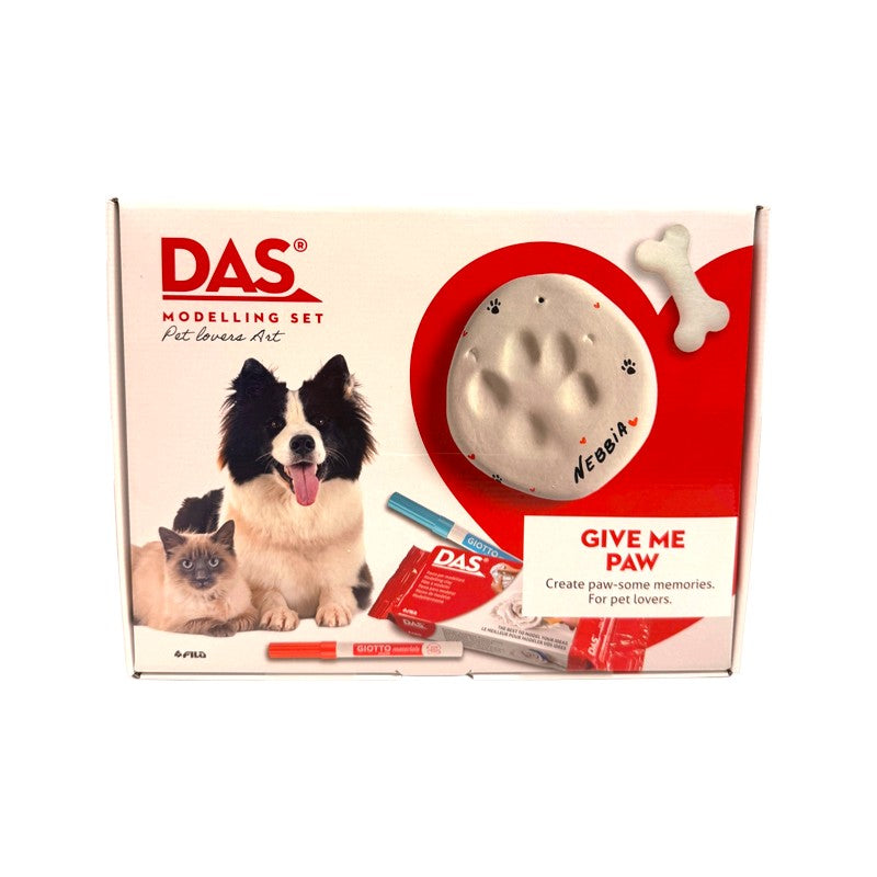 DAS Modelling Set Give Me Paw: kit con pasta DAS e pennarelli Giotto per creare l’impronta della zampa del tuo pet. Su Viano Shop!
