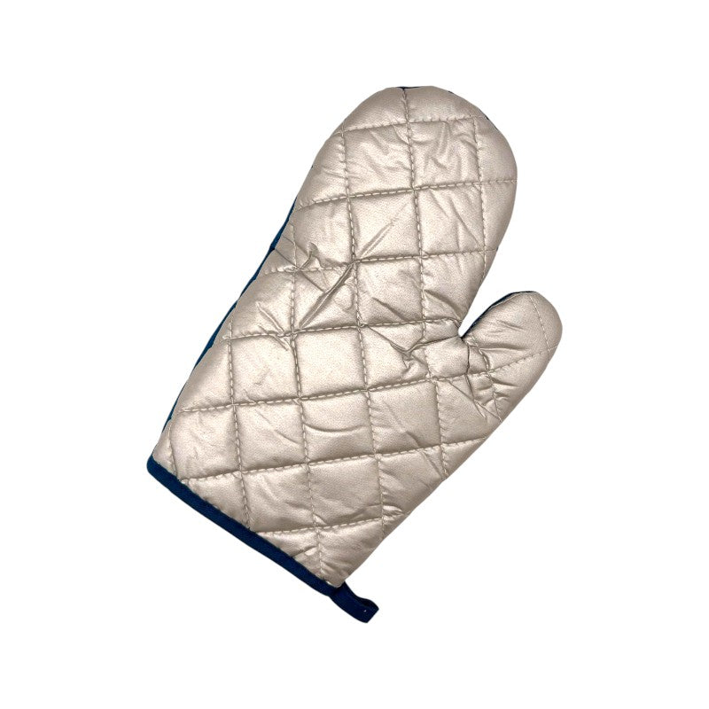 Set regalo per la festa del papà composto da presina e guanto da forno con isolante termico. Blu con la scritta Papà n 1.