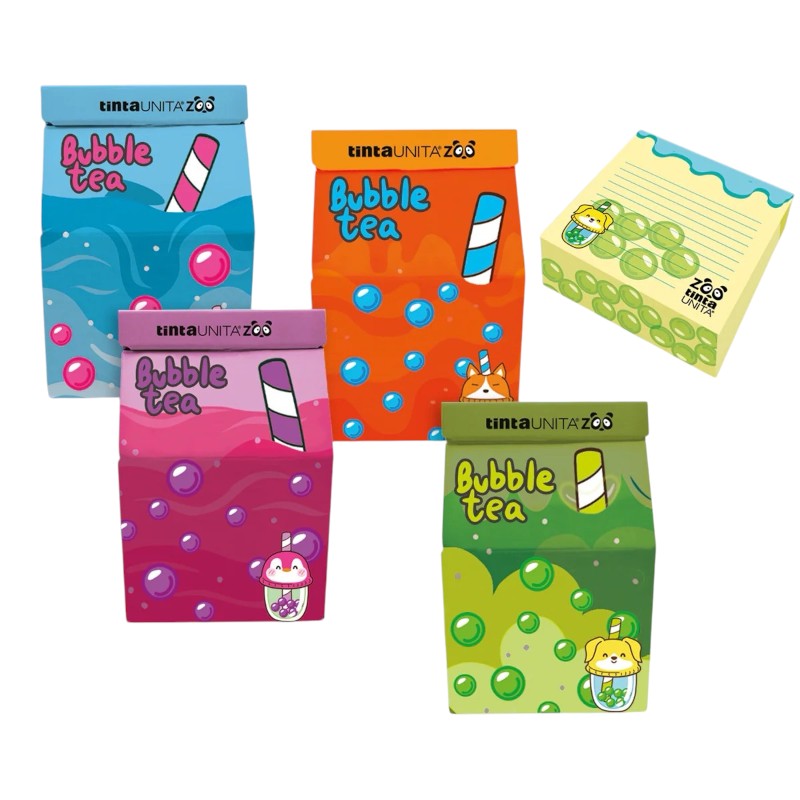 Set block notes adesivi tinta unita limited edition bubble tea, 250fogli adesivi