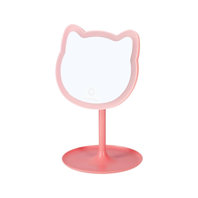 Specchio trucco luminoso Legami Gatto You Look Purrfect con luce LED regolabile, tasto touch e base portaoggetti. Su Viano Shop!