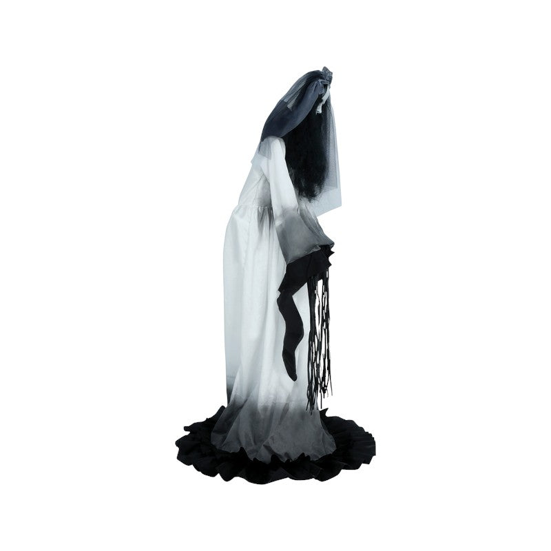 Sposa fantasma decorativa di Halloween con velo e occhi rossi luminosi: figura horror d’effetto per feste e case infestate. Scoprila su Viano Shop!