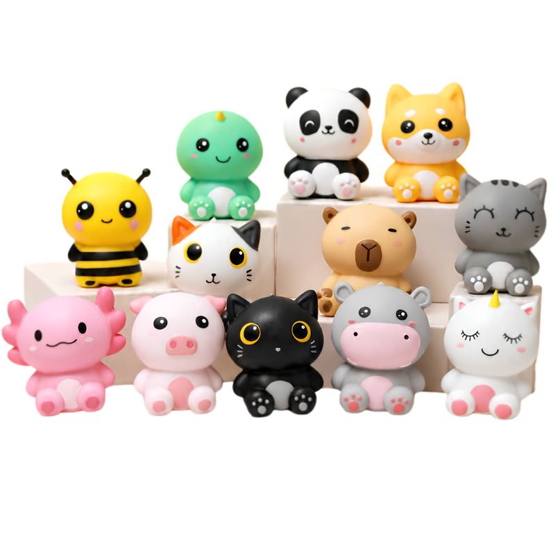 Squishy anti-stress I-Total Squeezy Buddies animali — schiuma slow-rise kawaii, soggetti panda, gatto, unicorno e altri. Regalo originale per bambini.