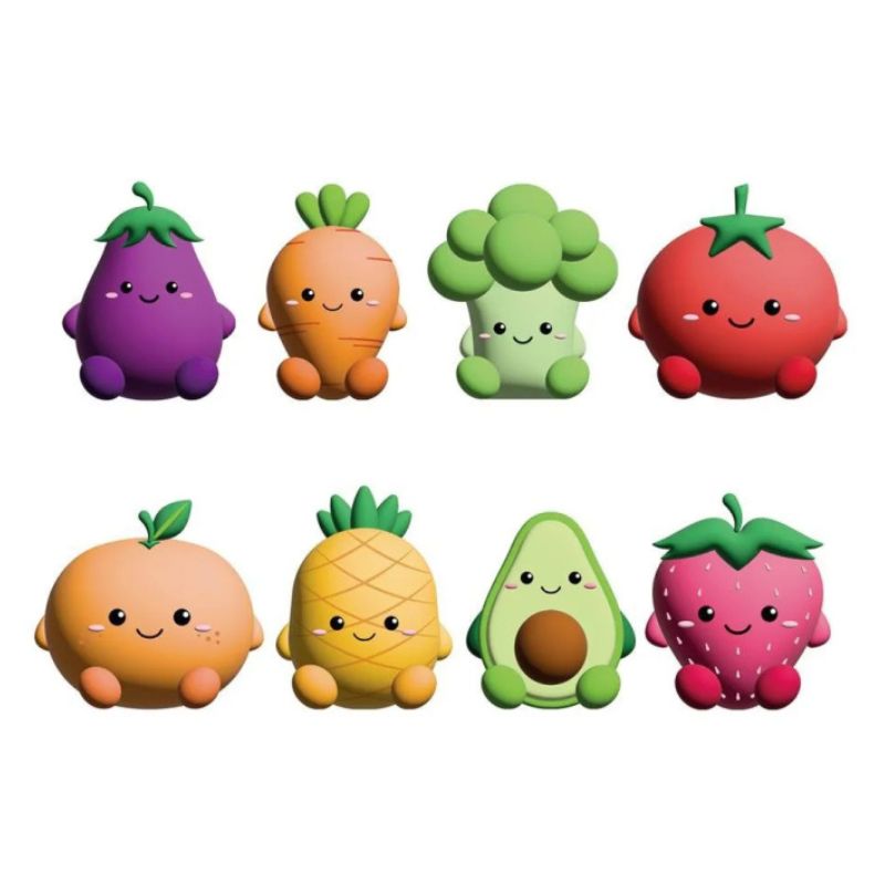 Squishy anti-stress I-Total Squeezy Buddies Fresh Market — schiuma slow-rise kawaii, soggetti frutta e verdura. Regalo originale per bambini e adulti.