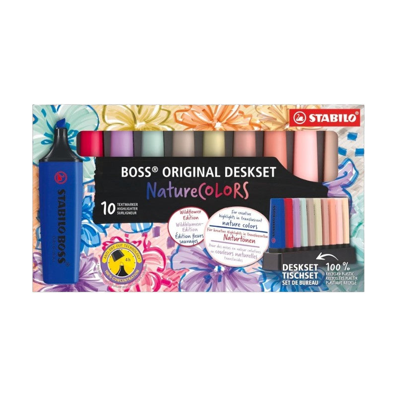 Set 10 evidenziatori pastello stabilo con deskset