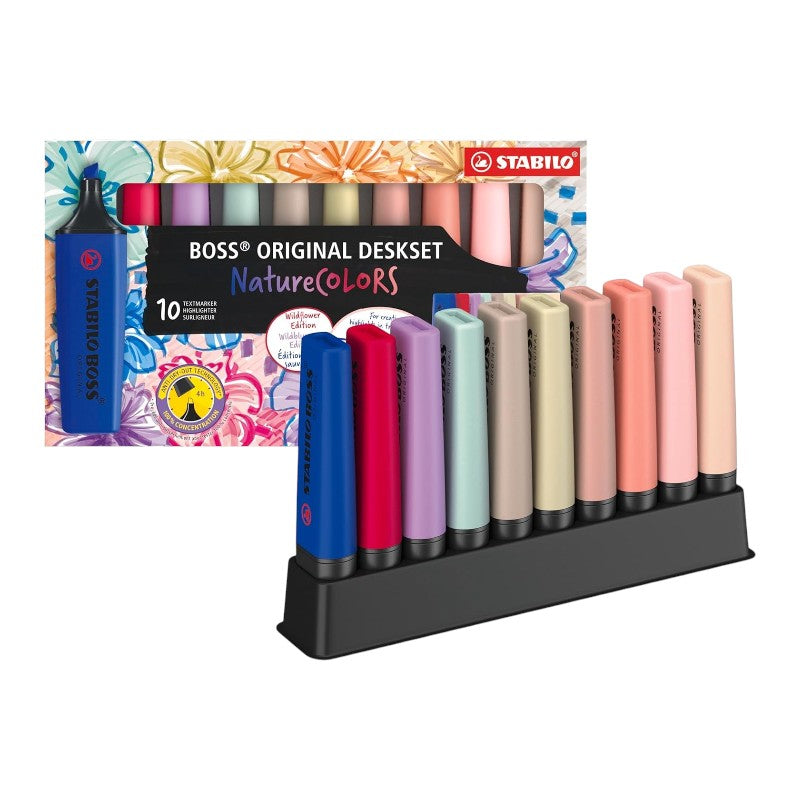 Set 10 evidenziatori pastello stabilo con deskset