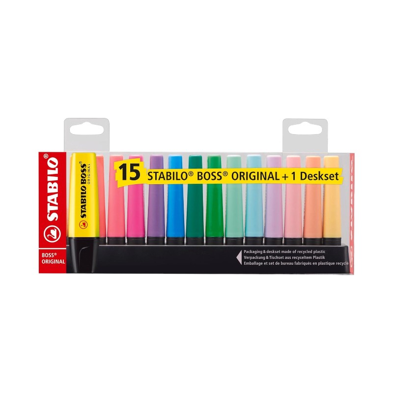 Set 15 evidenziatori stabilo con deskset